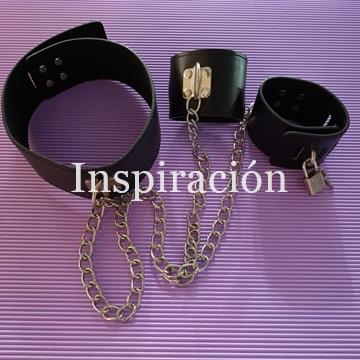 Collar y esposas con cadena - Imagen 1