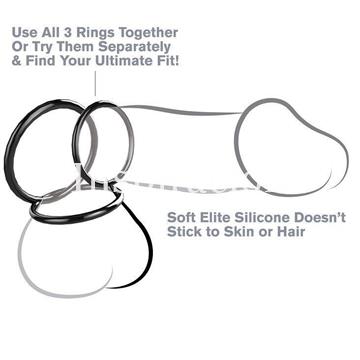 Juego de tres anillas de silicona para el pene. Color negro. - Imagen 2