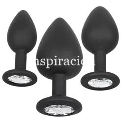 Plug anal silicona con diamante - Talla S, M o L - Imagen 2