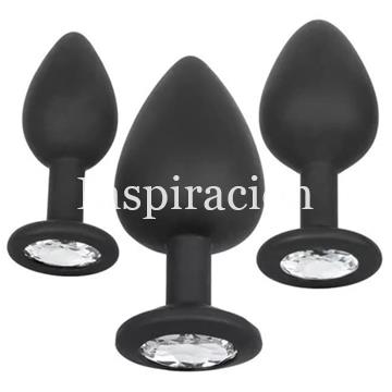 Plug anal silicona con diamante - Talla S, M o L - Imagen 2