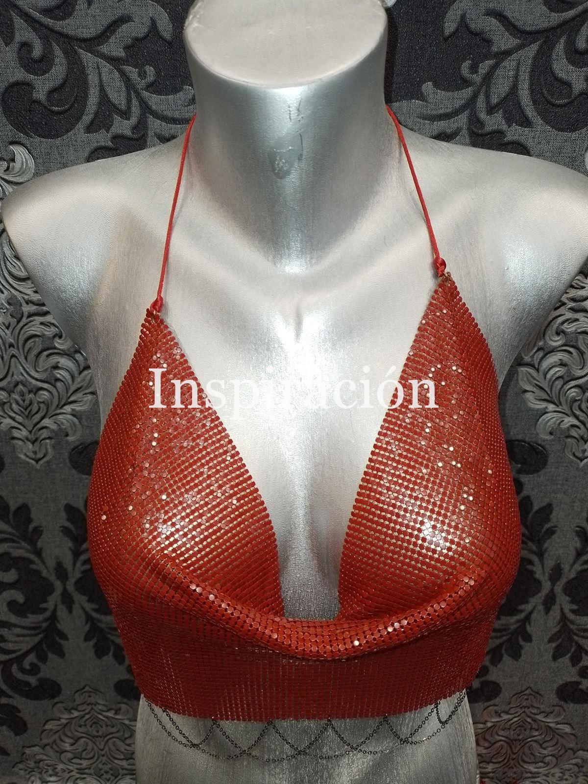 Top metálico rojo - Imagen 2
